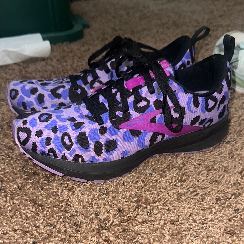 Brooks revel 5.0 Women's Purple Leopard Running Walking Athletic Shoes - Picture 1 of 6